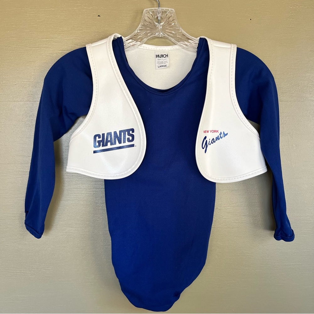 NY Giants Cropped Faux Leather Vest Leotard Baby Halloween Costume